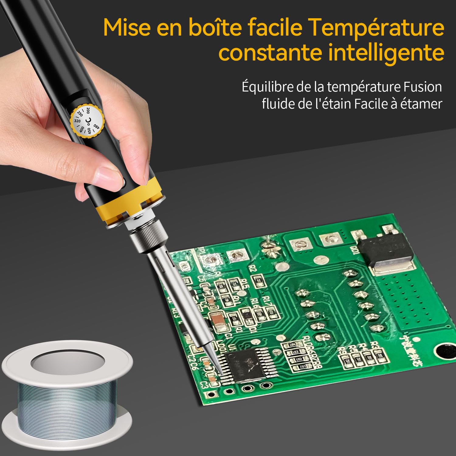 Kit de fer à souder en Céramique HHYSSG 60W, Température Réglable (180-480 °C), Outil de Soudage 13 en 1, Idéal Pour les Petits Travaux de Soudure et la Création de Bijoux DIY