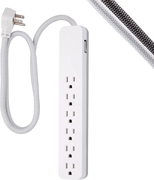 GE UltraPro 6Outlet Surge Protector, 3 Ft Designer Braided