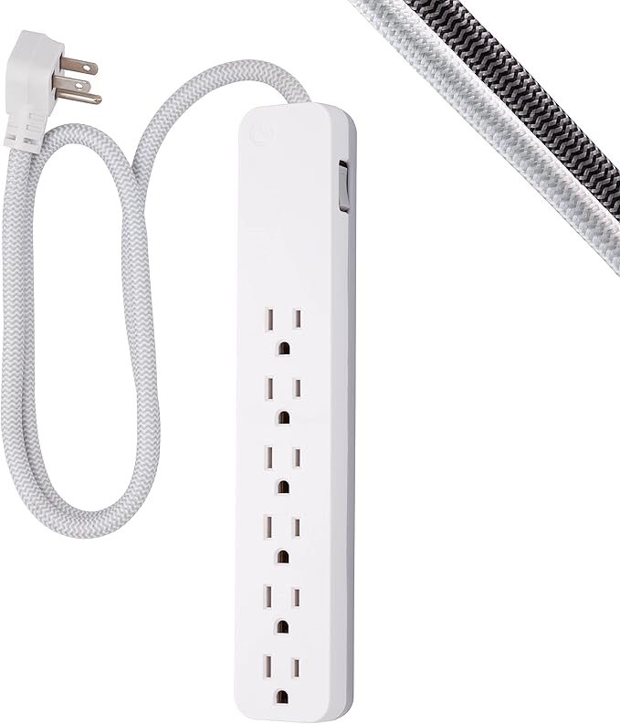 GE UltraPro 6Outlet Surge Protector, 3 Ft Designer Braided