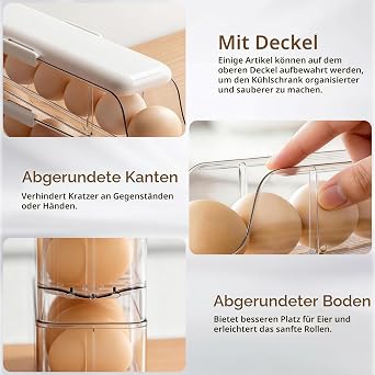 PAVSTINE Eggs Storage Fridge Removable 3 Levels with Lid