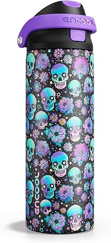 Miniatura 66 de ENCOOL - Botella aislante para agua, acero inoxidable con pajilla, mantiene el frío, tapa abatible de un solo toque, sin Bisfenol A, a prueba de