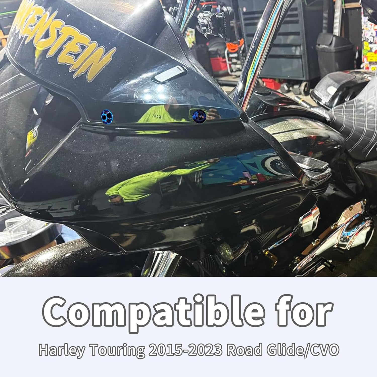 Titanium Windshield Bolts, Windscreen Screws, Fairing Bolts for Harley Touring 2015-2023 Road Glide/CVO, Blue