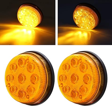 Amazon Yngia トラック サイドマーカー 12v 24v 9led イエロー ハイ ロー マーカーランプ トレーラー トラクター バス Rv 軽トラ 車幅灯 警告灯 路肩灯 防水防塵 2個入 コーナリングランプ 車 バイク