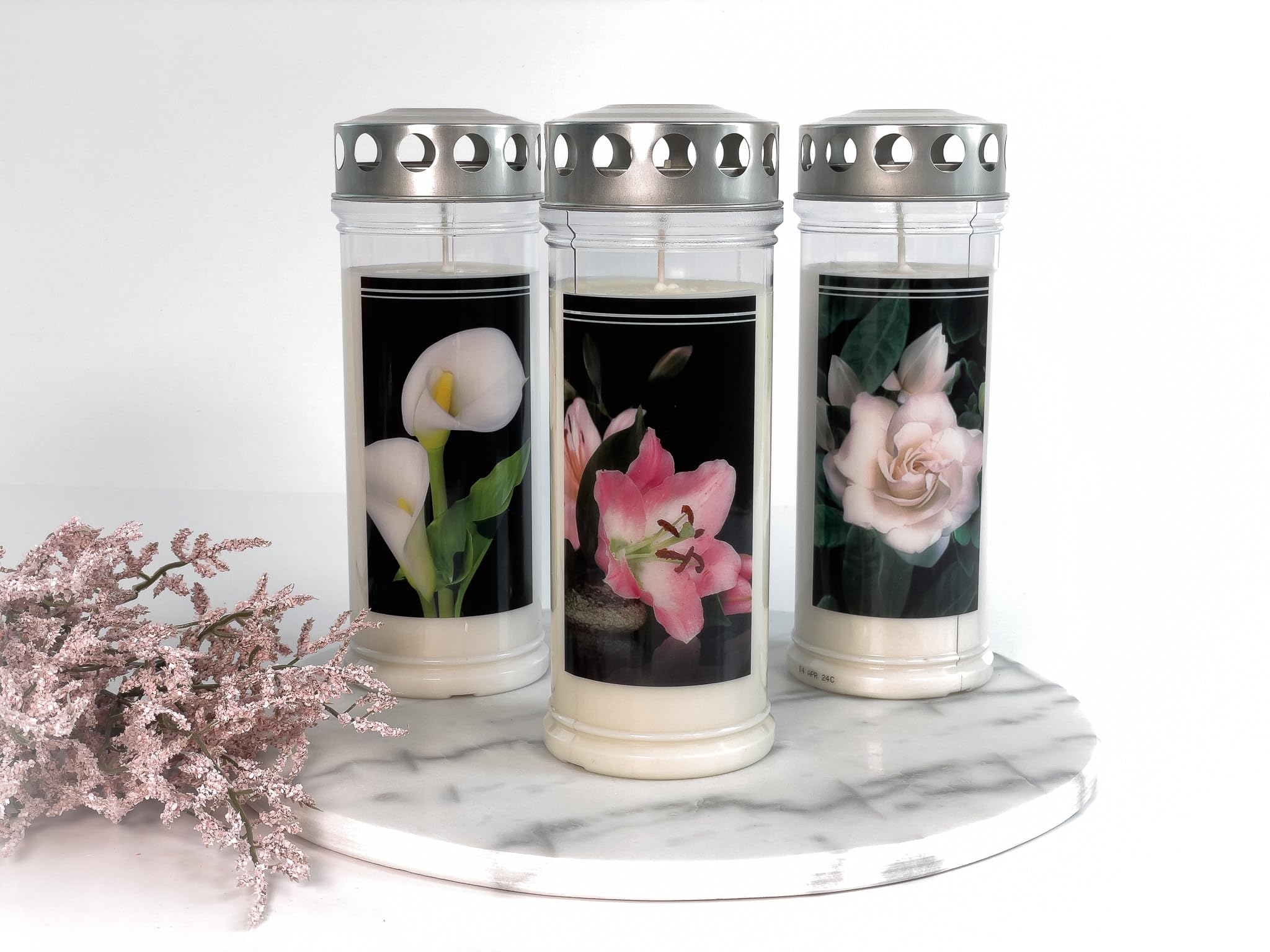 Candele Commemorative Per Tomba - Set 3 Lumini 150-160 Ore