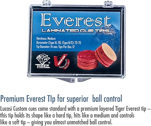 Miniatura 2 de Lucasi Custom Taco de piscina Rengas y arce rizado con anillos Bocote