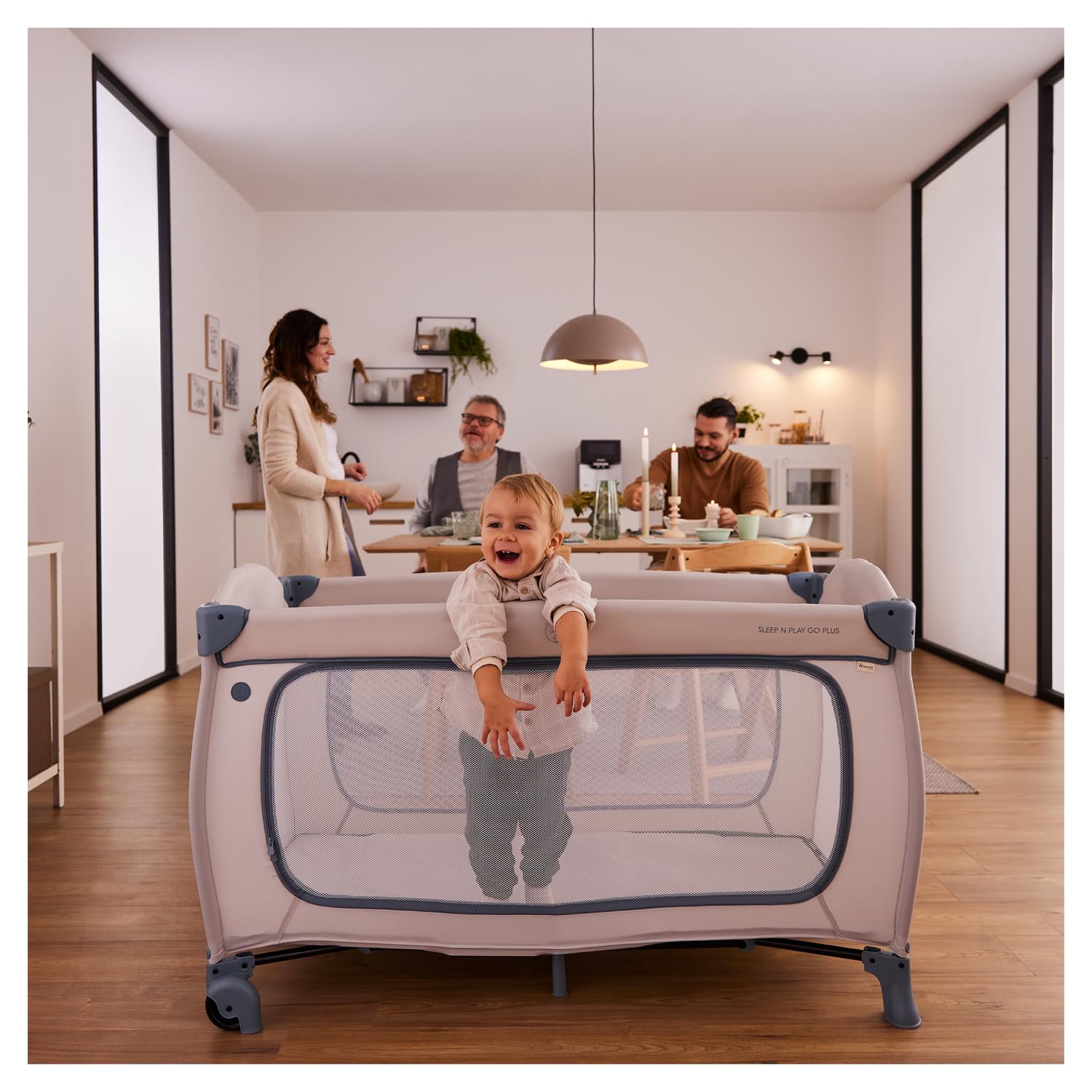 Hauck Sleep N Play Go Plus Łóżeczko Składane 120x60 do 15kg z Kołami - Dusty Blue