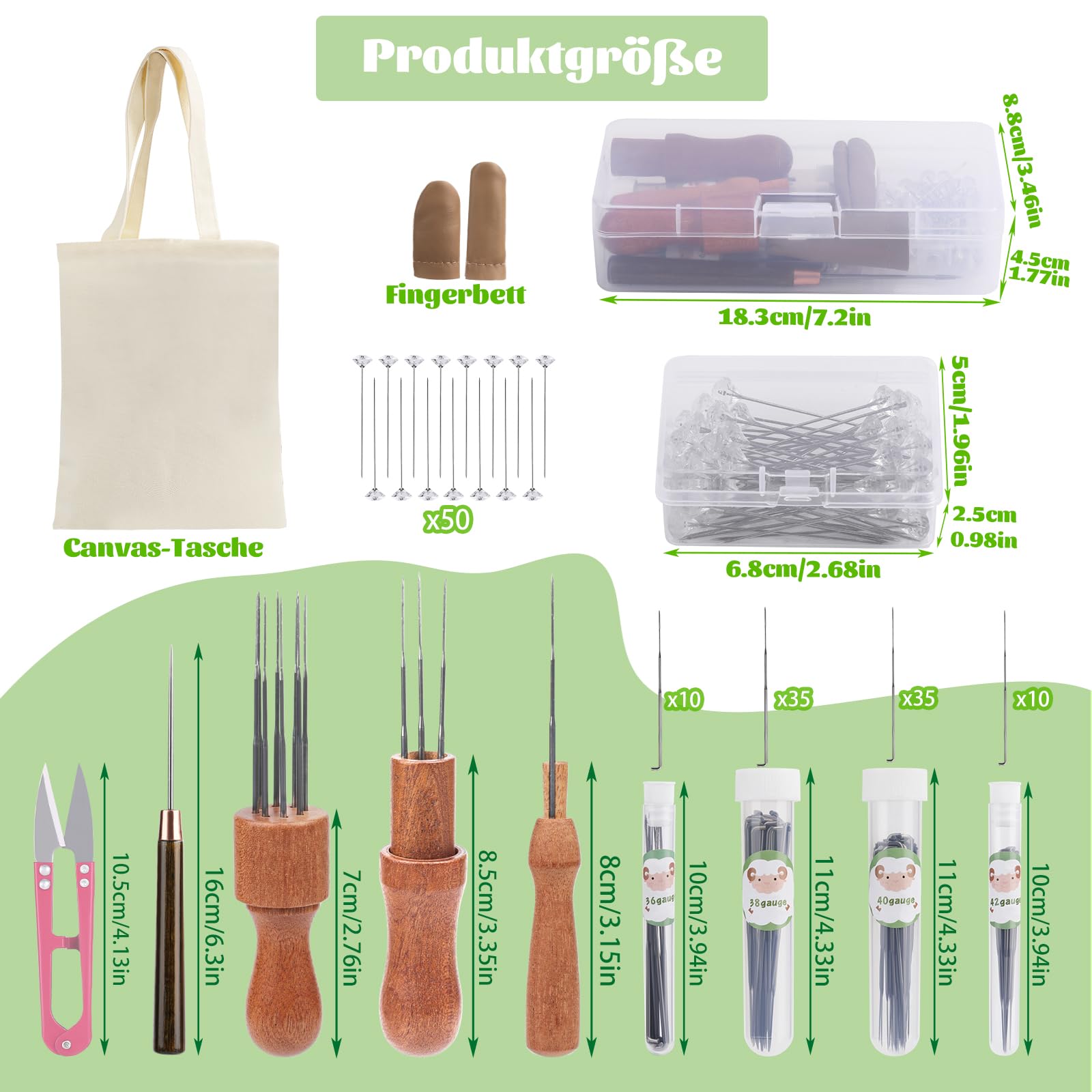 Riddur Juego de agujas de fieltro, fieltro de aguja, almohadilla de fieltro de 8 x 10 pulgadas, 90 agujas de fieltro, soporte de mango de madera de 3 tamaños, accesorios de fieltro con bolsa de