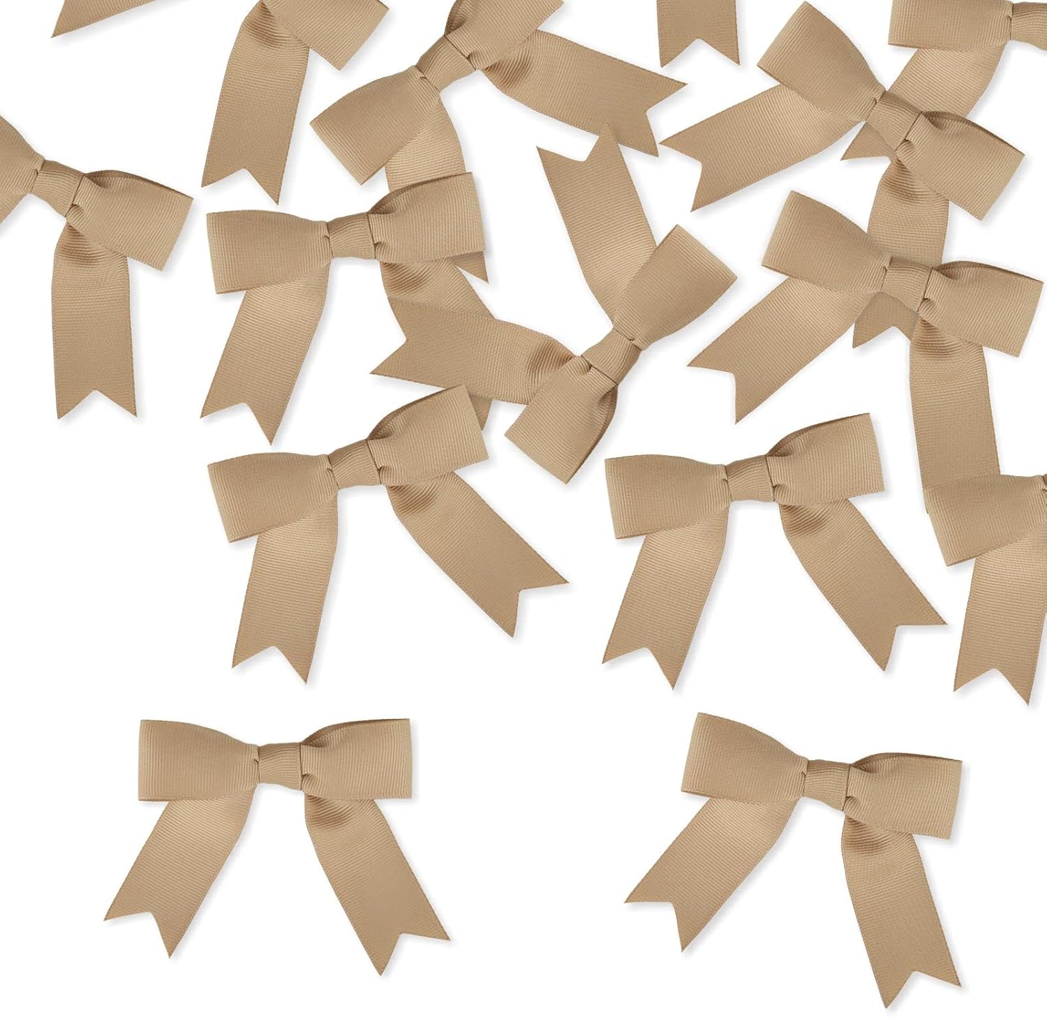 50 Pcs 3 Inches Grosgrain Ribbon Twist Tie Bows Latte Pretied Bows Premade Craft Bows for Treat Bags Gift Wrapping Basket Wedding Baby Shower Brithday Valentine's Day Christmas Party (Latte) - Image 3