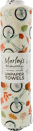 Marley's Monsters Toallas de temporada sin papel  Toallas reutilizables sin papel, algodón, sin árboles (rollo de 12 unidades) (parche de calabaza)