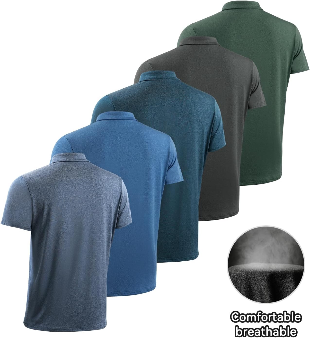 5-Pack Men's Polo Shirts-Golf&Business Casual,Quick-Dry Moisture-Wicking Performance Shirts for Work&Sport - Image 3
