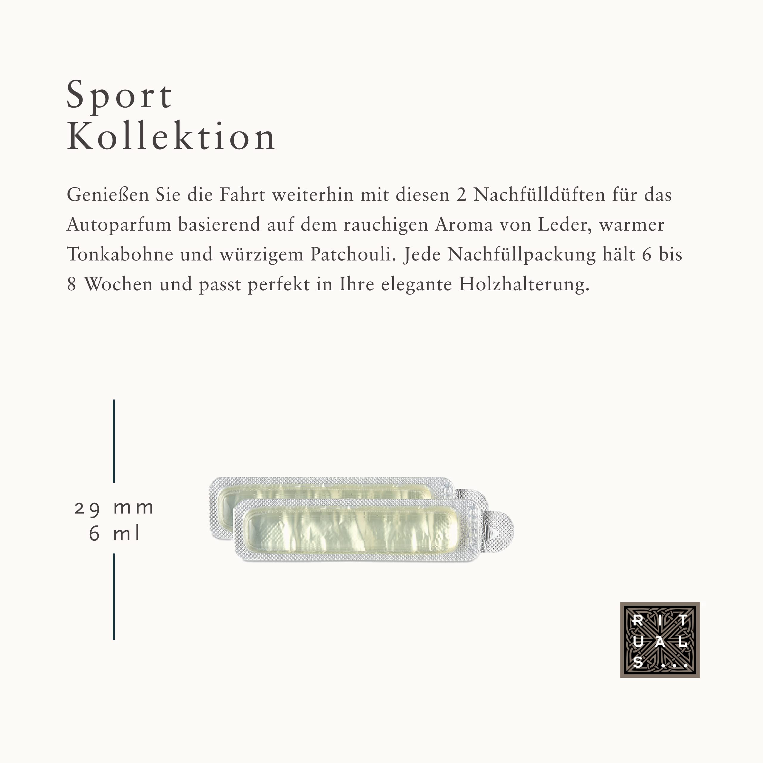 RITUALS Auto-Duft Nachfüllpackung von das Sport Collection, 6 g – Auto-Parfüm mit Leder, Tonkabohnen und Patschuli – anregend und erfrischend