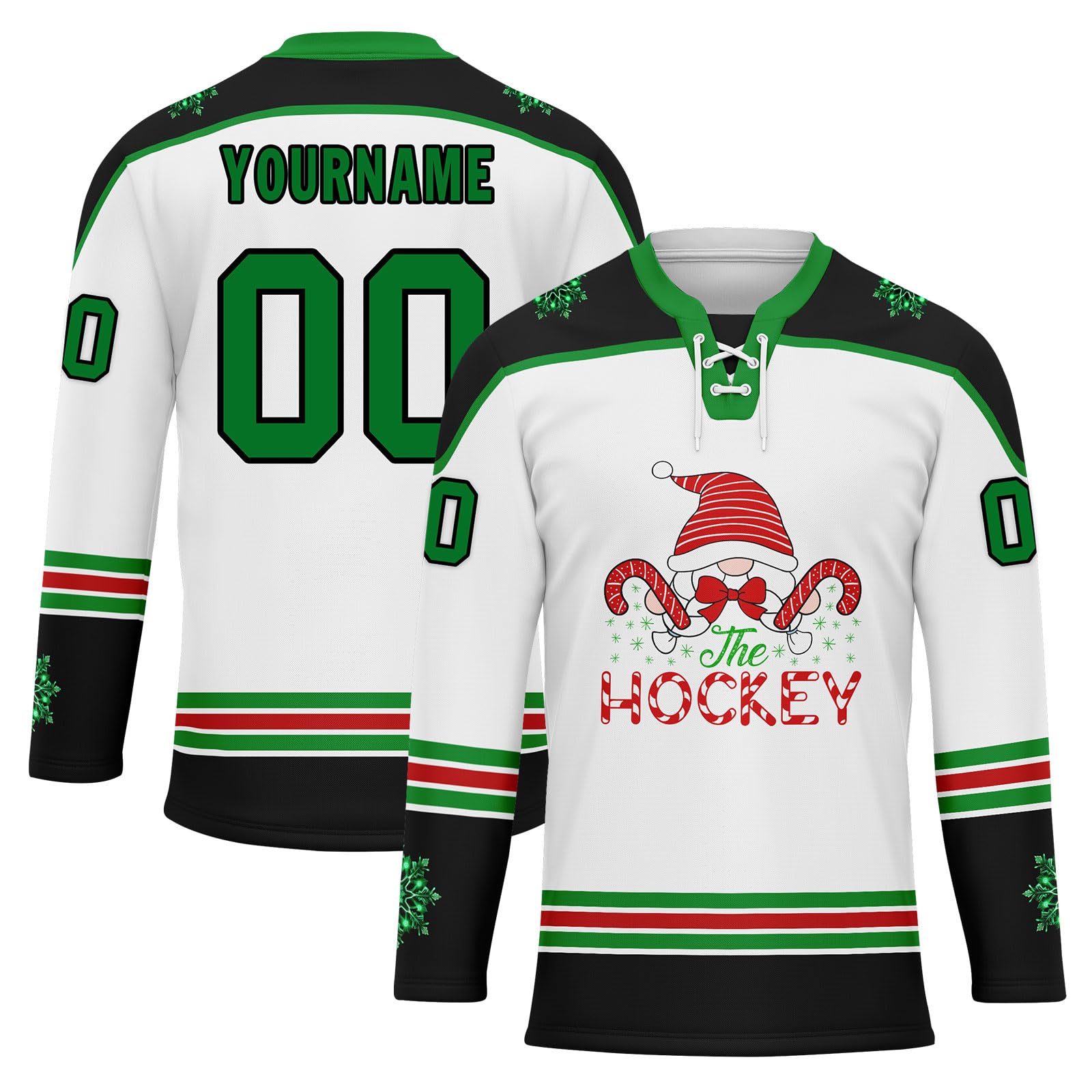 Custom Christmas Hockey Jersey for Men Women Youth, Santa Claus Ice Hockey Practice Uniform Sports Training Outfit
