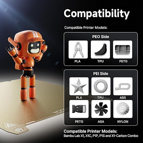 Miniatura 5 de YOOPAI Hoja PEI de doble cara y kit de placa magnética flexible, plataforma de cama de impresora 3D de 9.252 x 9.252 in para Creality K1Ender 5