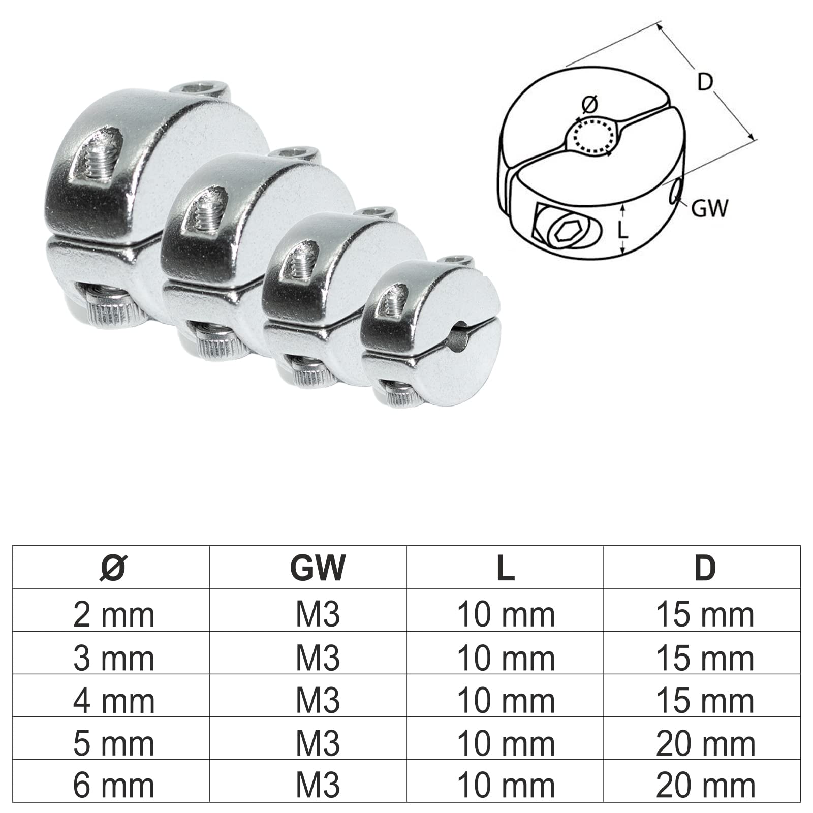 PRIOstahl Stoppklemme (teilbar) V4A – Für 3 Mm D Produktbild-Vorschau 6