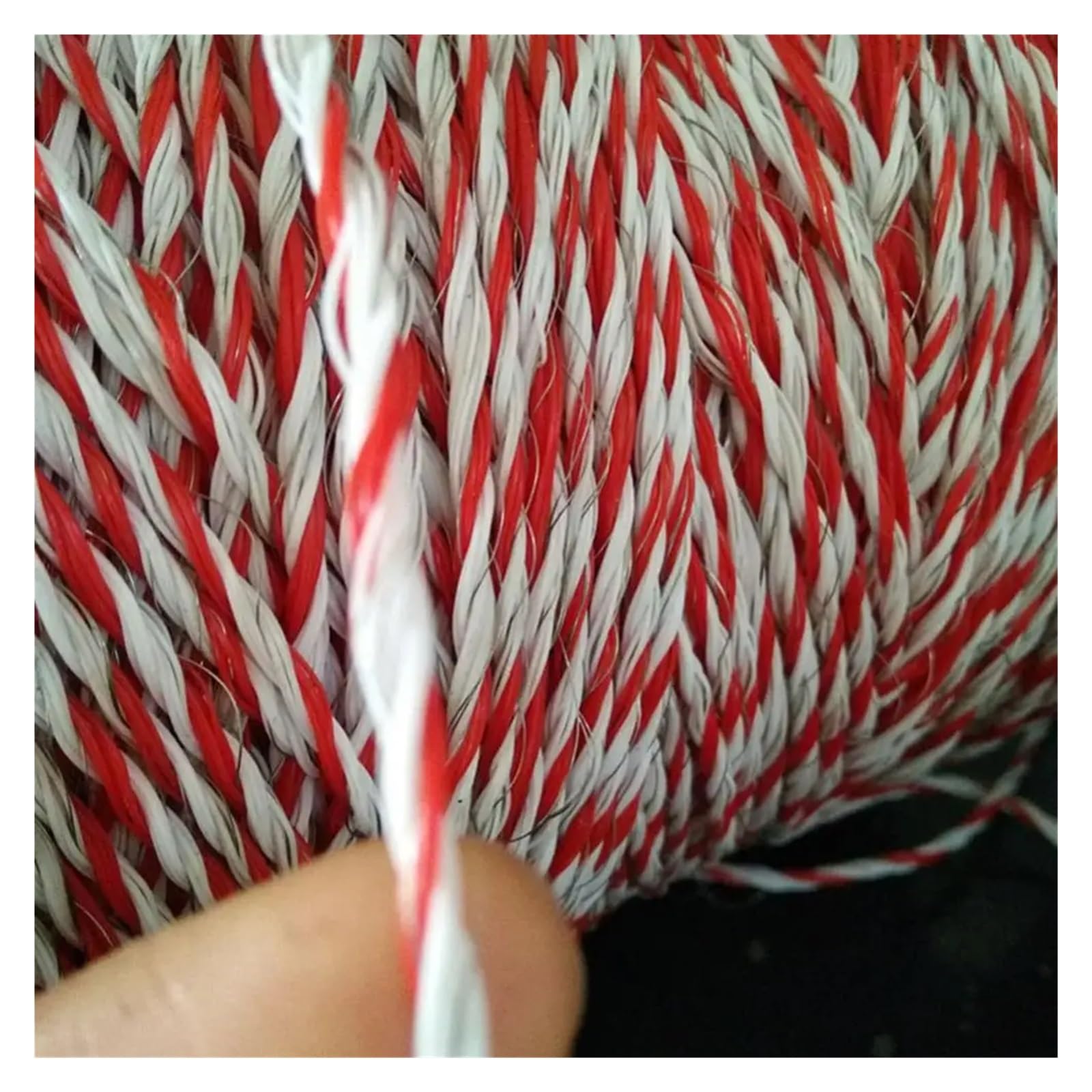 Filo per Recinto Elettrico Corda for recinto Elettrico da 500 m Filo Rosso Bianco Polywire con Corda in Acciaio for Recinzione di Animali da Cavallo Filo a Resistenza Ultra Bassa