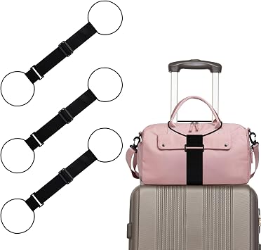 3 Pcs Elastic Fastening Belt for Luggage, Luggage Connector Straps for Suitcases, Adjustable Luggage Straps Over Handle for Add a Bag, Portable Travel Suitcase Strap Travel Accessories Black