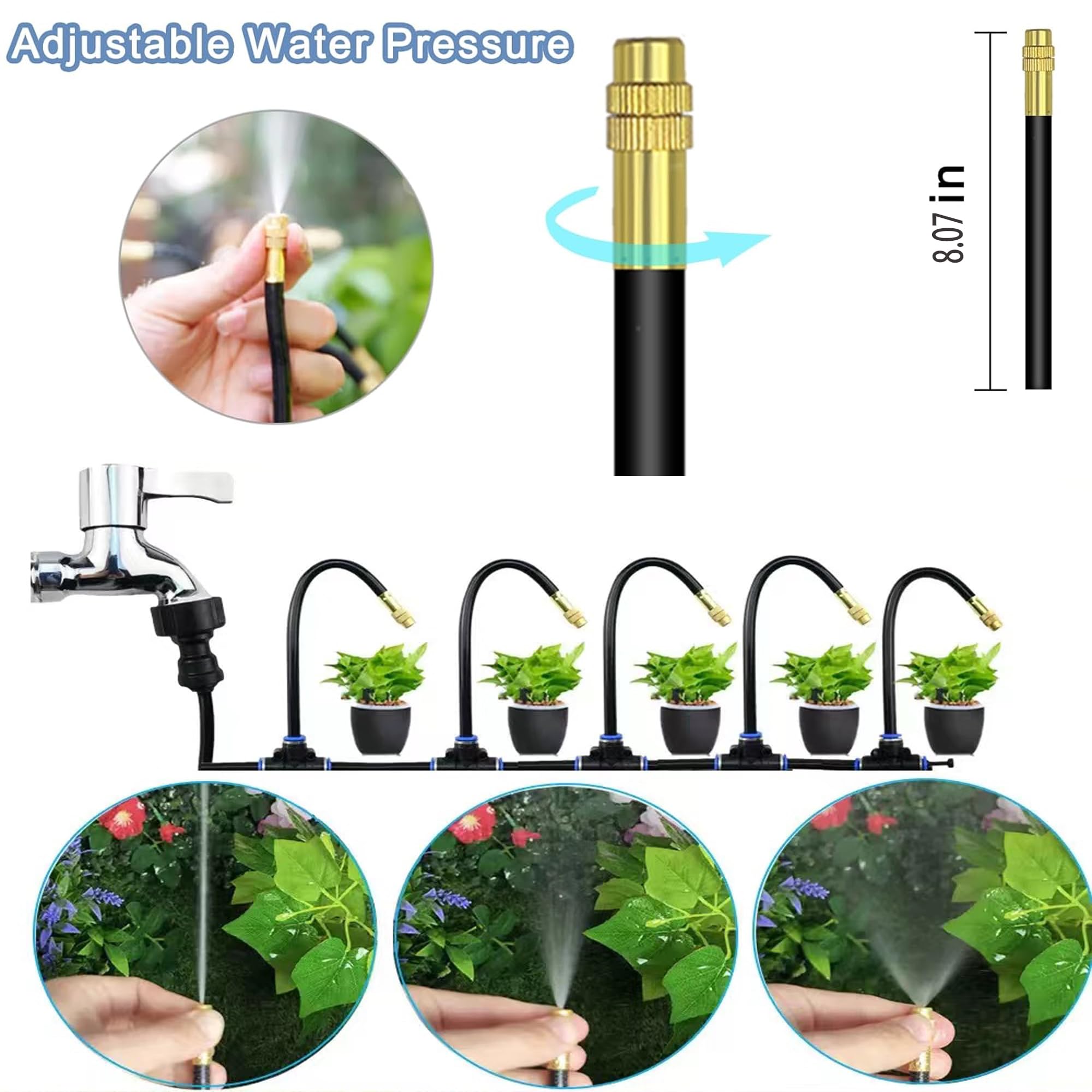 Brumisateur Terrasse Exterieur,Système de Brumisation,Kit d’Irrigation Système de Brumisateur Extérieur 20M avec 20 Direction Réglable Buses,Kit de Tuyau Brumisateur par Brume pour Piscine,Jardin