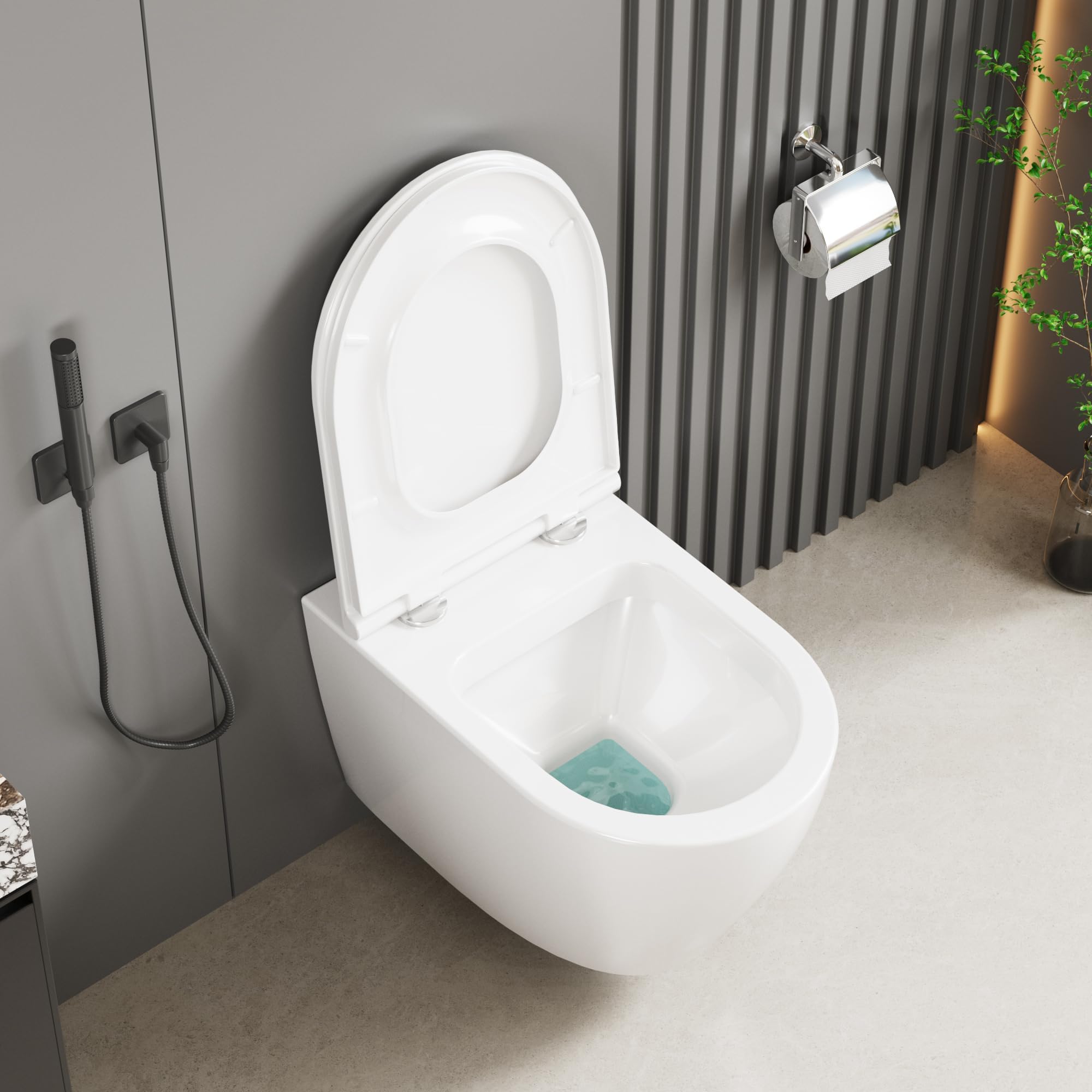 Garvee Inodoro suspendido cerámico con tapa UF, blanco 8022 D grande