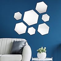 Vista 1 de PARNOO Espejo hexagonal para montar en la pared, varios tamaños (1 x 12 pulgadas, 3 x 9 pulgadas, 3 x 6 pulgadas), juego de 7 espejos hexagonales