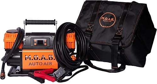 EZ FLATE Compresor de aire automático M.O.A.B. con pantalla LCD, presión objetivo, compresor de aire dual, compresor de aire todoterreno 10.6 CFM