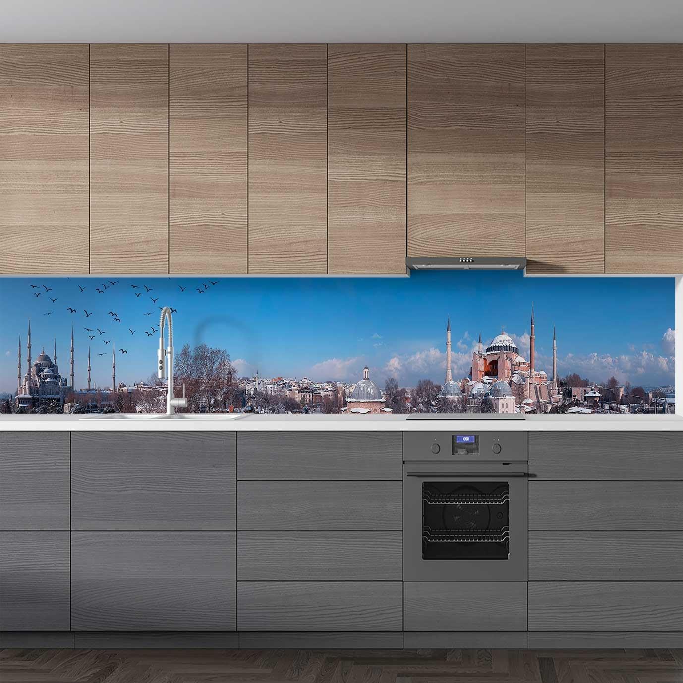 Mutfak Tezgah Arası Folyo Fayans Kaplama Folyosu istanbul Panorama 60x500 CM