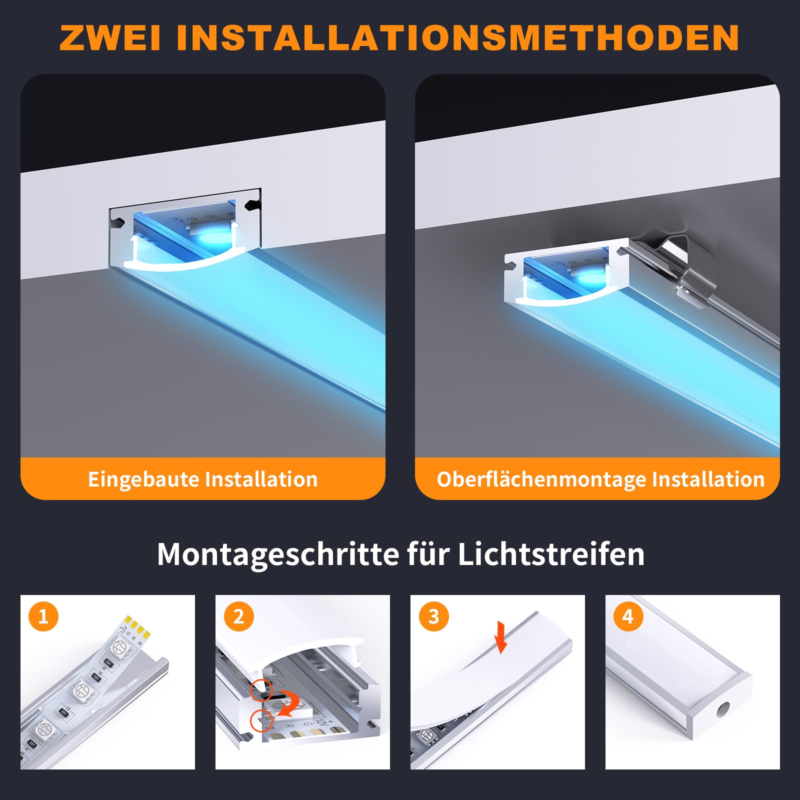 Chesbung LED Aluminium Kanal für Led Streifen/Stripes 12mm, 15X1m U Form Leiste Profil Aluprofil, Strip Schiene Streifen Diffusor mit Milchig Weißer Abdeckung, Montageclips und 90 Grad Eckverbindern