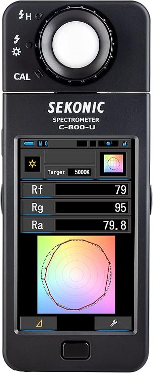 Sekonic C-800-U Spectrometer, Full-Spectrum Color Meter with SSI, TM-30, CRI & TLCI, 380n780nm CMOS Sensor, 4.3 Touchscreen, 1,600n40,000K Range for LED, HMI, Fluorescent & Flash