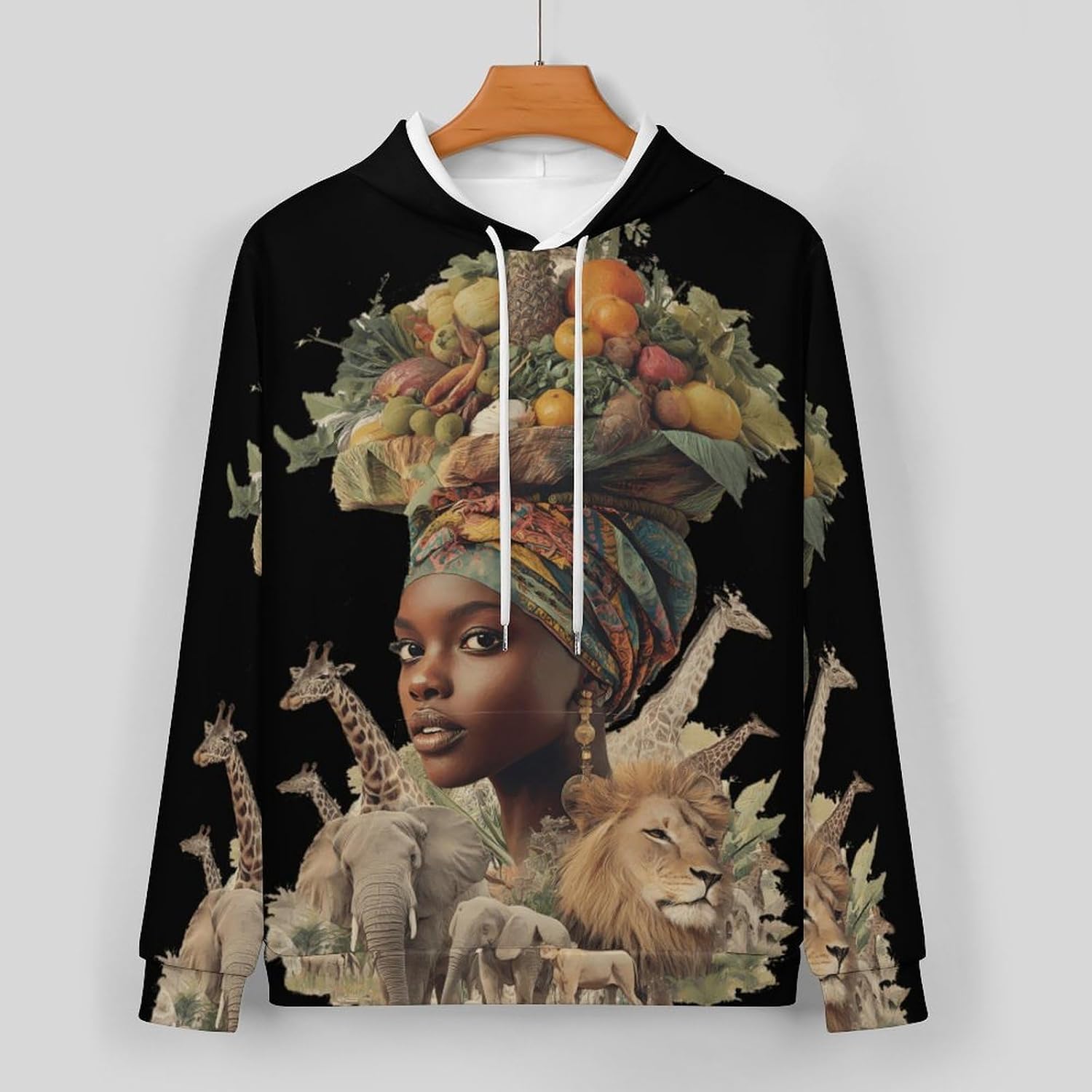African Woman Foods Animals Mens Hoodies for Women Sweatsuit Sweatshirt And Sweatpant Tracksuit Jogging Suits