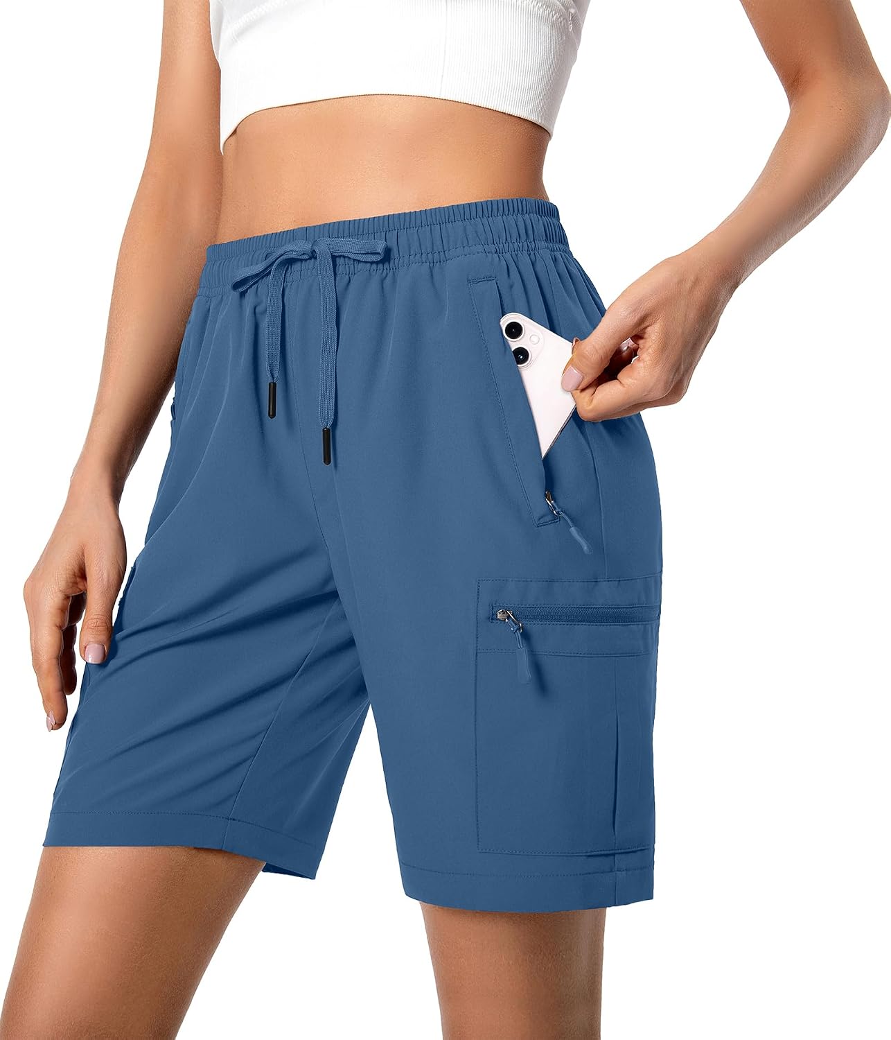  Women's Lightweight Hiking Cargo Shorts Quick Dry with Zipper Pockets