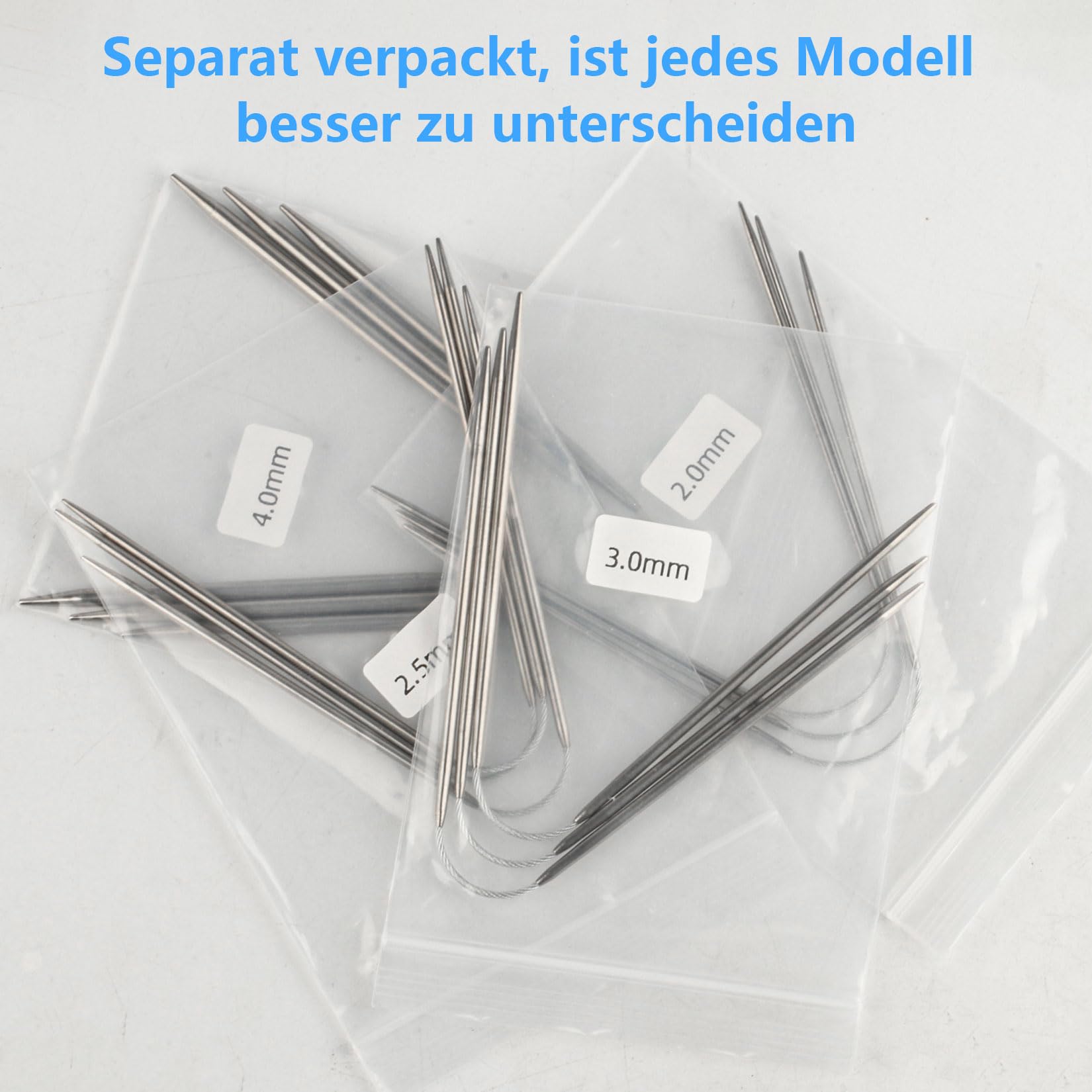 15-tlg. Rundstricknadeln Set Aus Edelstahl - 23cm Für Socken & Mützen