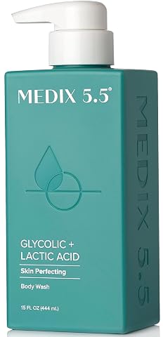MEDIX Glycolic Acid Body Scrub Exfoliating Cleanser KP Bump Eraser | AHA + Lactic Acid Anti Aging All Skin Type Wash | Ker