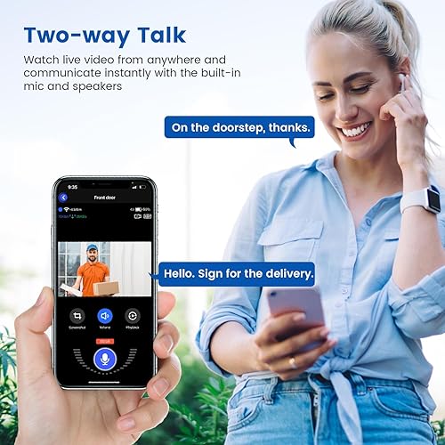 Miniatura 6 de Orbitell Cámara inalámbrica con timbre de video Wi-Fi con audio bidireccional, detección de movimiento AI, visión nocturna y almacenamiento en la