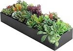 MyGift Assorted Artificial Succulent Plant Arrangement Potted in White Ceramic Planter Pot with Removable Bamboo Tray