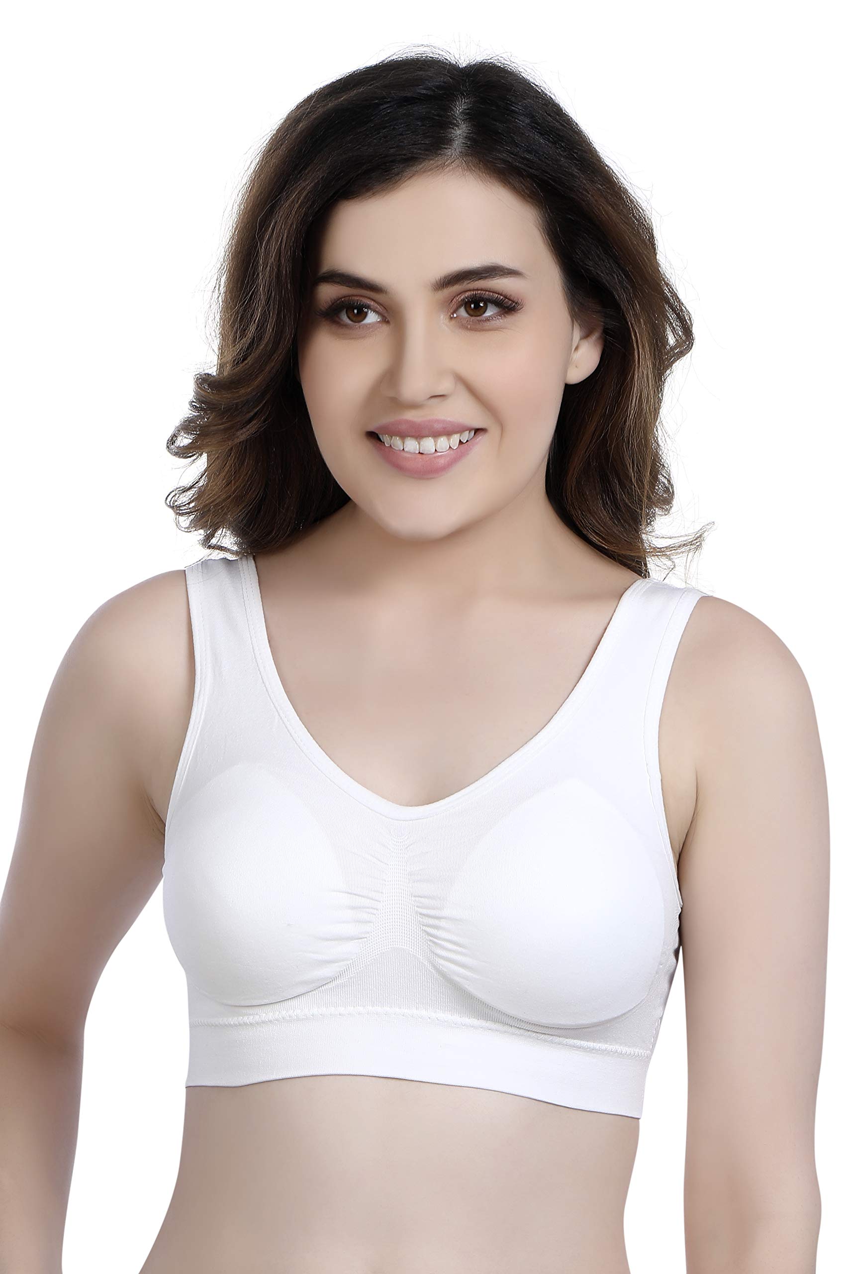 Women's Nylon Spandex Padded Sports Bra, White-image-40