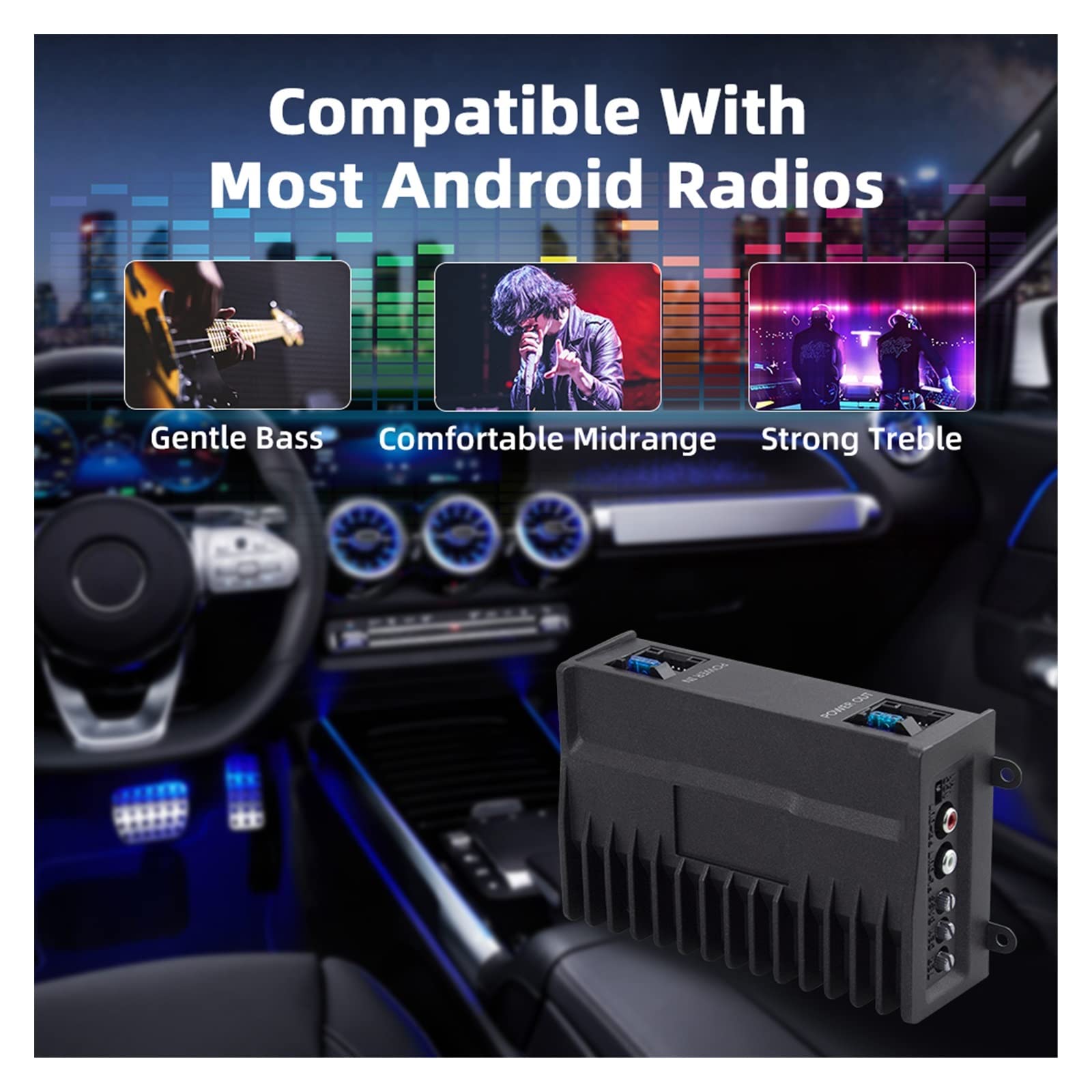 Procesador de Coche DSP 4 * 70W for Amplificador de Radio estéreo Altavoces HiFi Mejorar Subwoofer and Play, Resistente Al Desgaste Y Duradero
