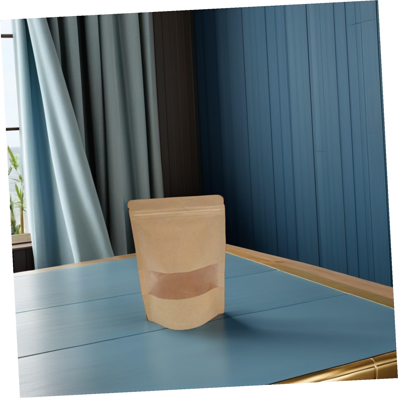 50 Pièces Sacs Papier Kraft avec Fenêtre Matte et Fermeture Auto-adhésive Sacs de Rangement Alimentaire Refermables pour Snacks Biscuits Bonbons Fromage et Thé