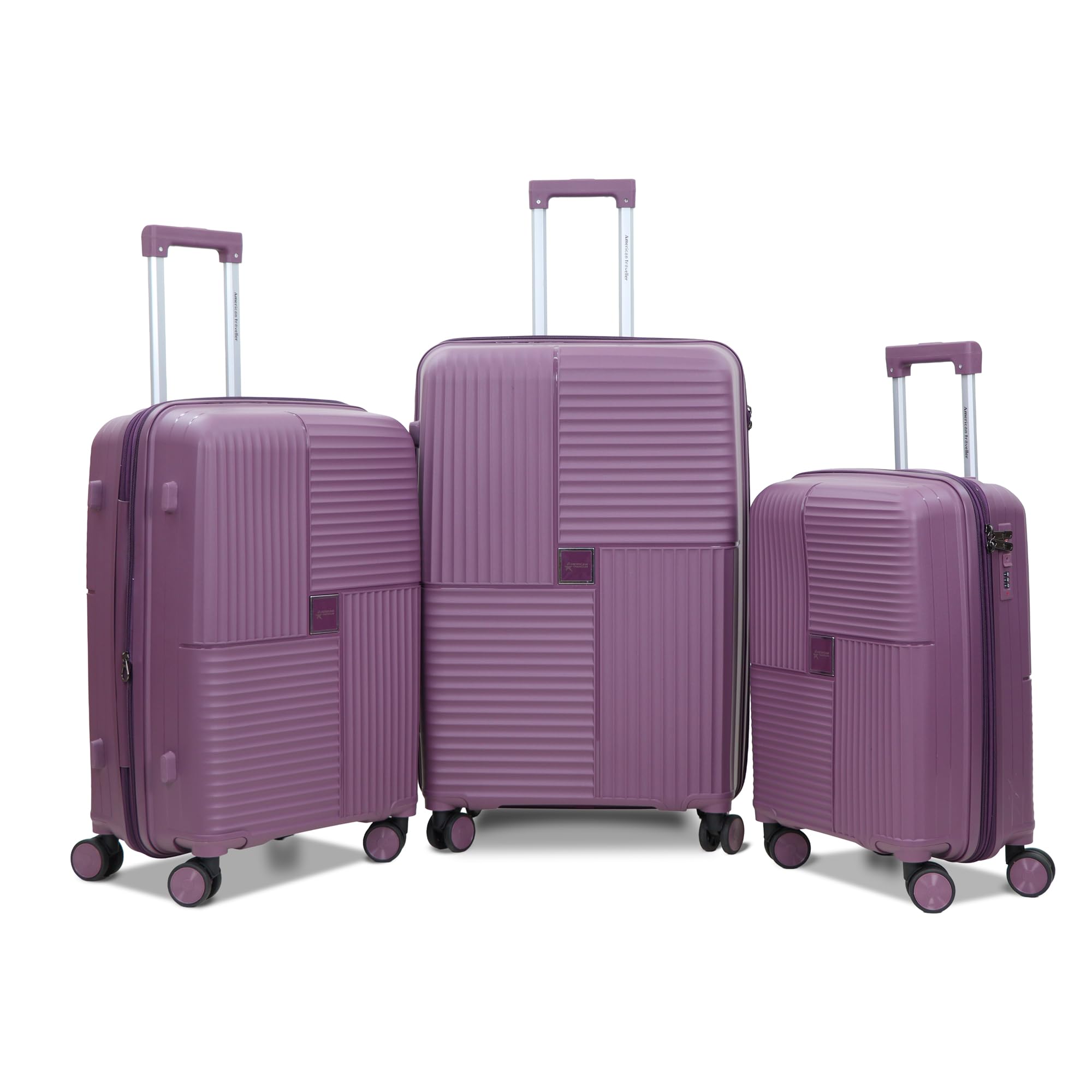 Touris Explore Luggage Trolley Bags | Polypropylene Durable Hard Shell | TSA Type Lock | 360° Disc Spinner Wheels | Expandable Suitcase for Travel (Purple, S,M,L, Expo-3set)-image-32