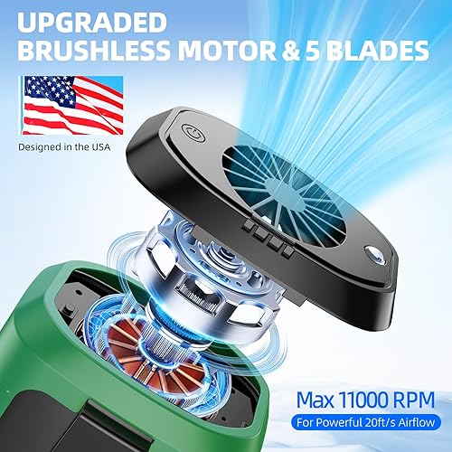 Miniatura 2 de Zeadio Ventilador portátil con clip de cintura, 3 velocidades, 10000 mAh, funciona con manos libres, con función de iluminación para sofocos, hogar,