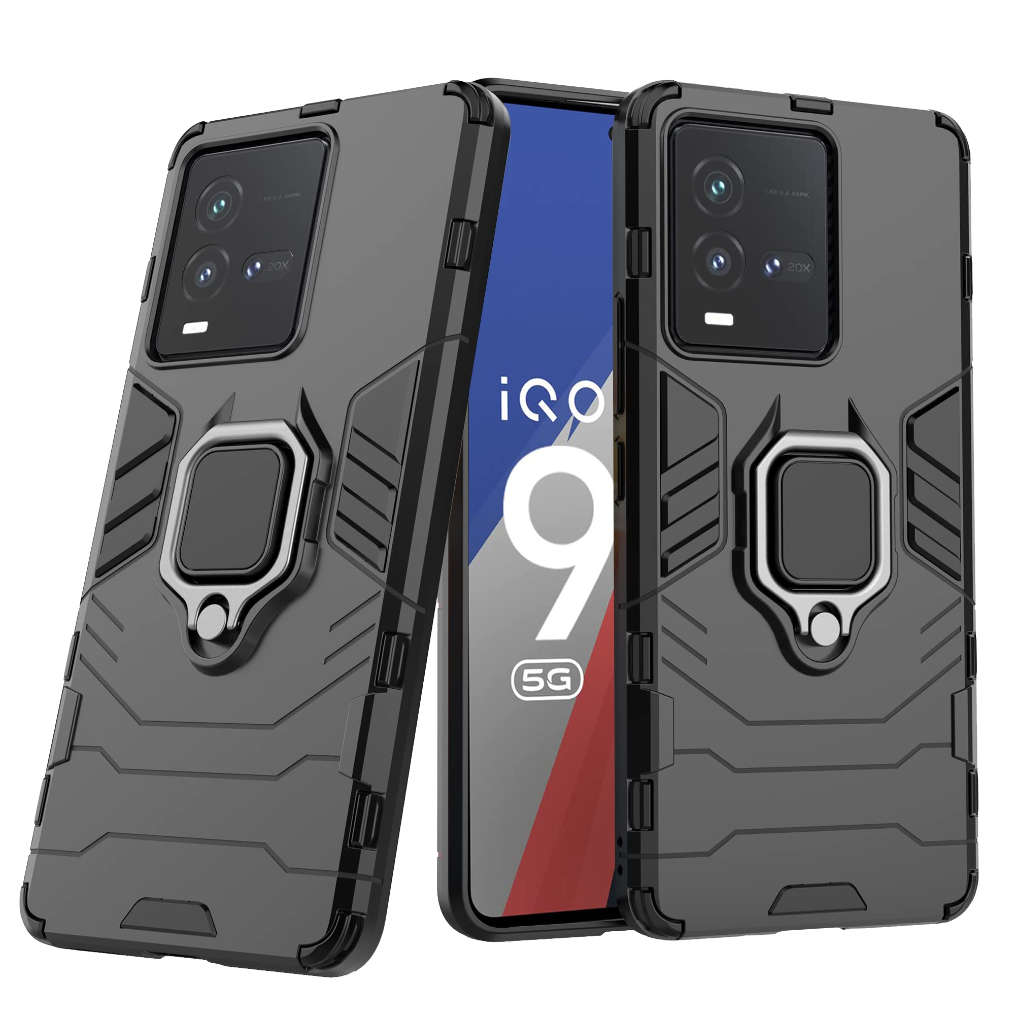 CEDO Rugged iQOO 9T (5G) Defender Case | Rotating Ring Holder & Kickstand in-Built | Military Grade Armor | Bumper Back Cover (Black) (B0BGLXJRWL) Amazon Price History, Amazon Price Tracker