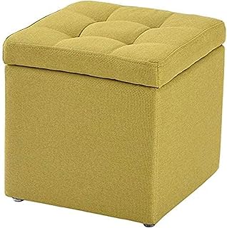 Foot Stool Footrest Linen Foot Stool, Storage Folding Bench with Highly Elastic Sponge Filling,Foldable Seat Bench & Footrest, Polyester,30x30x35cm(Color:C) (Null B) (A