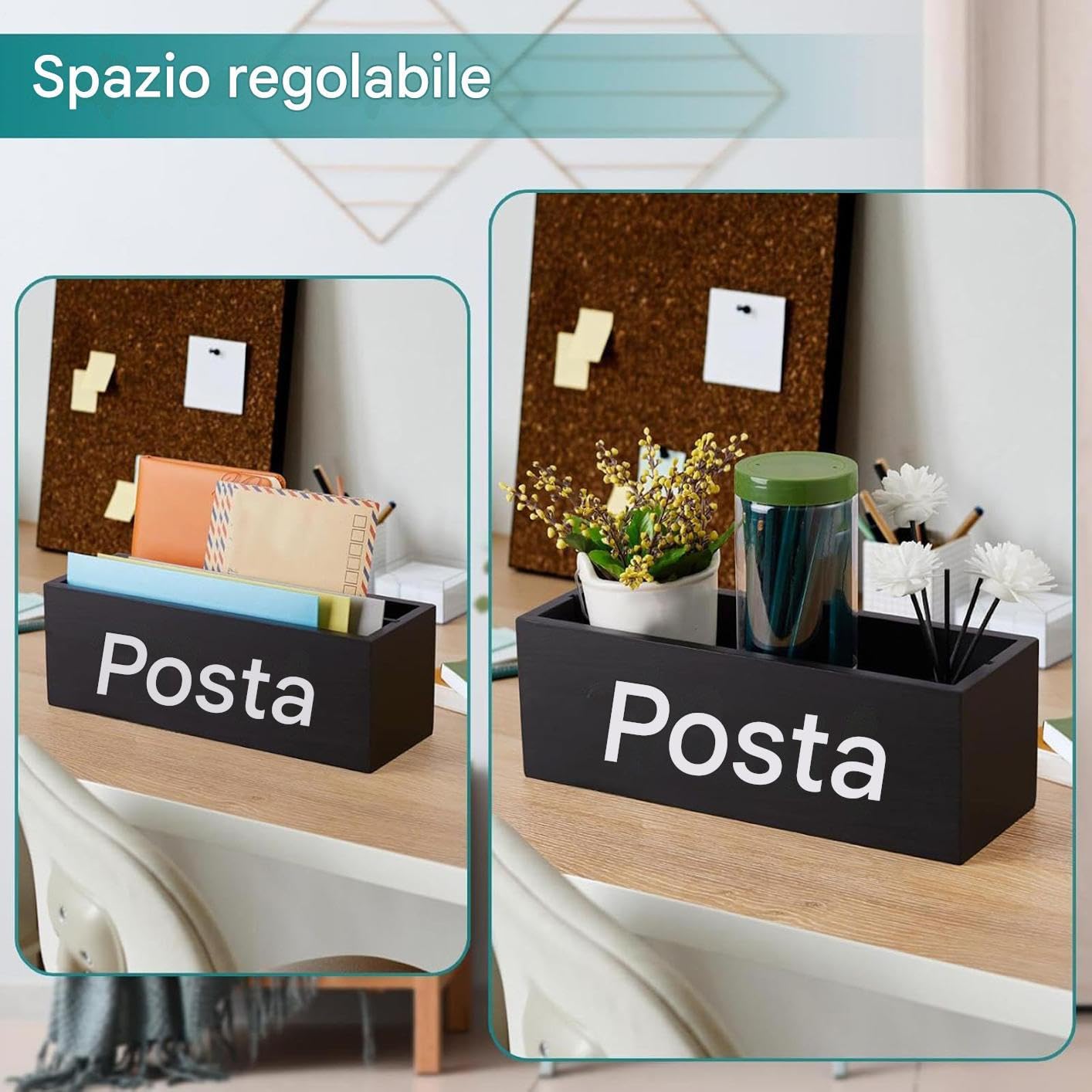 Porta Lettere Per La Scrivania,Scatola Di Archiviazione Per Posta Da Scrivania In Legno - Scatola Organizzatrice Per I Documenti Da Parete | Per Documenti Taccuini Lettere File Buste