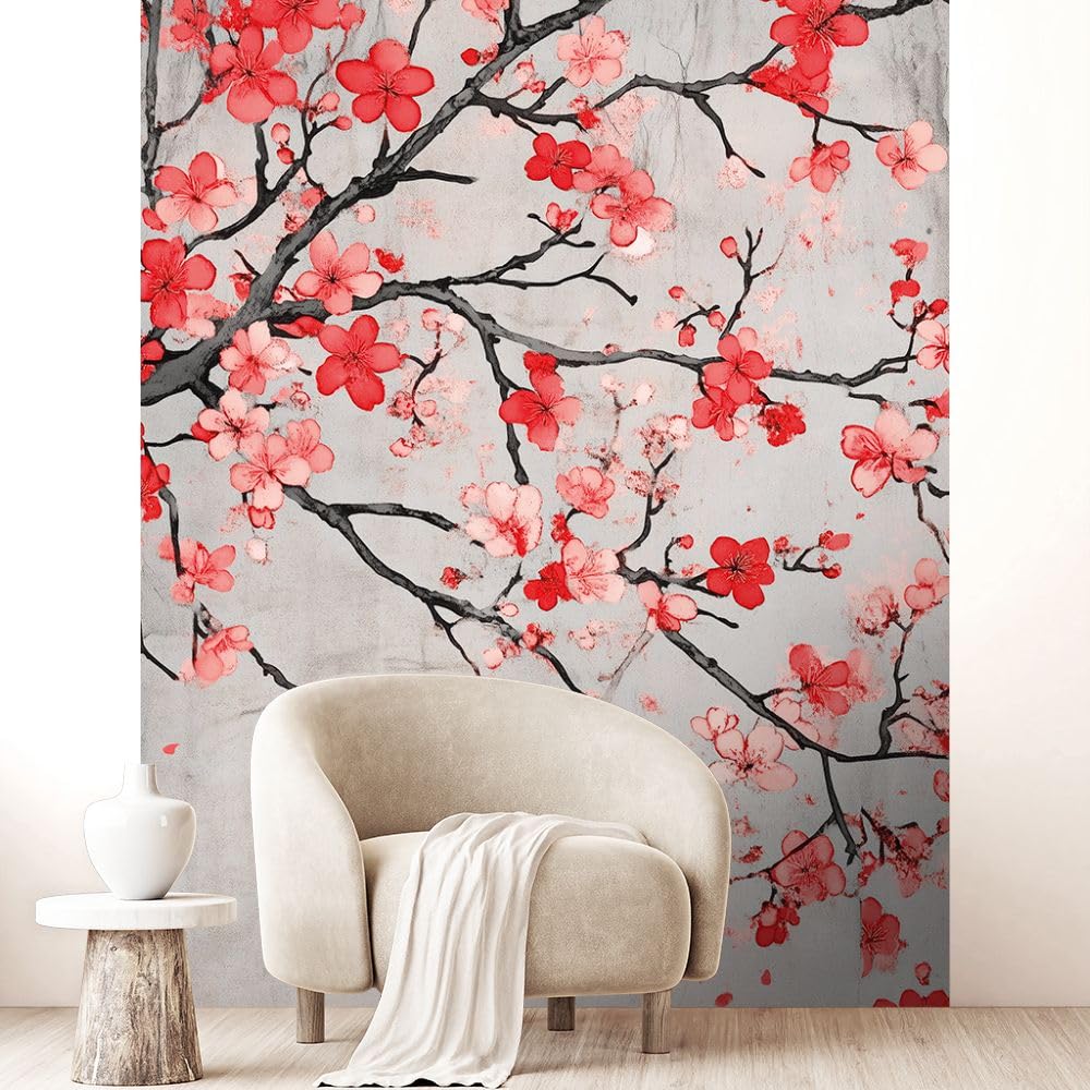 Papier peint pré-encollé fleurs délicates pour rénover un mur sans table à encoller ni colle glue