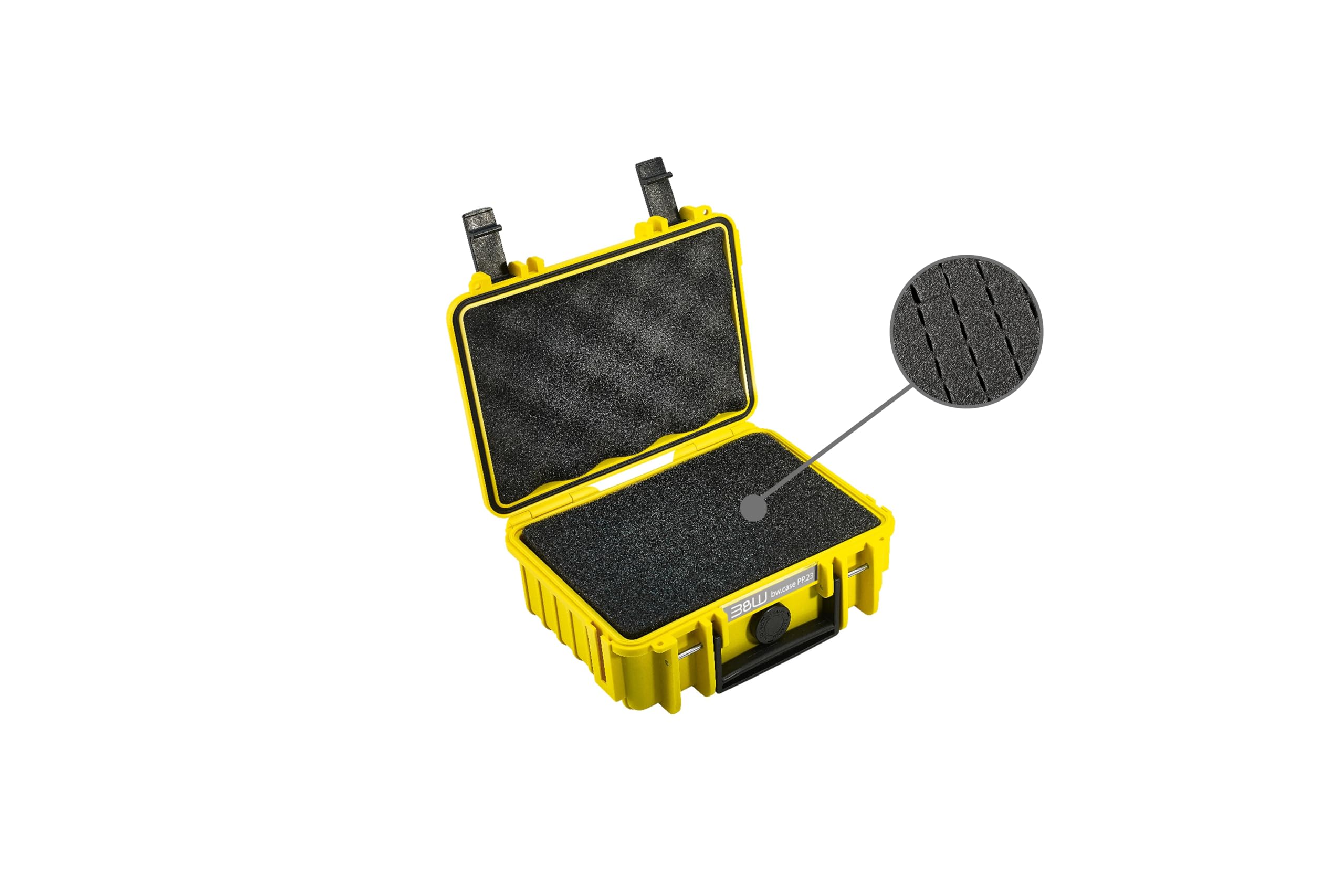 B&W International 500/Y/SI 500 Outdoor Case with SI Foam Insert Durable Type with SI Foam, Yellow