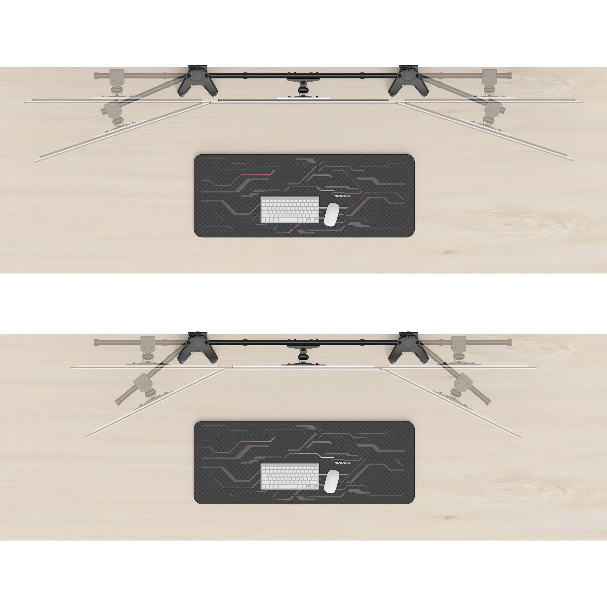 HFTEK - Support pour 3 moniteurs de 15 à 27" - Support pour écran TV - Support pour moniteur - Support écran 3 moniteurs - Hauteur réglable - VESA 75/100 - MS323C-N - Modulable individuellement