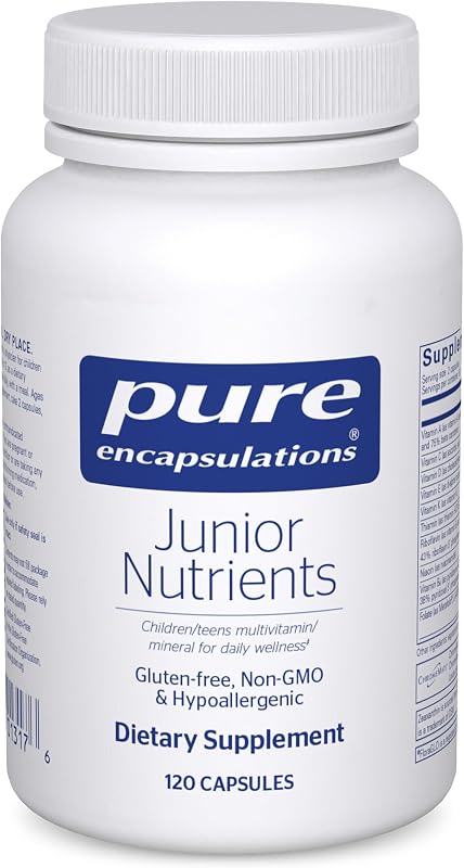 Pure Encapsulations Junior Nutrients, 120 Capsules | Kids and Teens Multivitamin, Without Iron, with Calcium, Vitamin D3 and Vitamin C, Non-GMO and Vegetarian