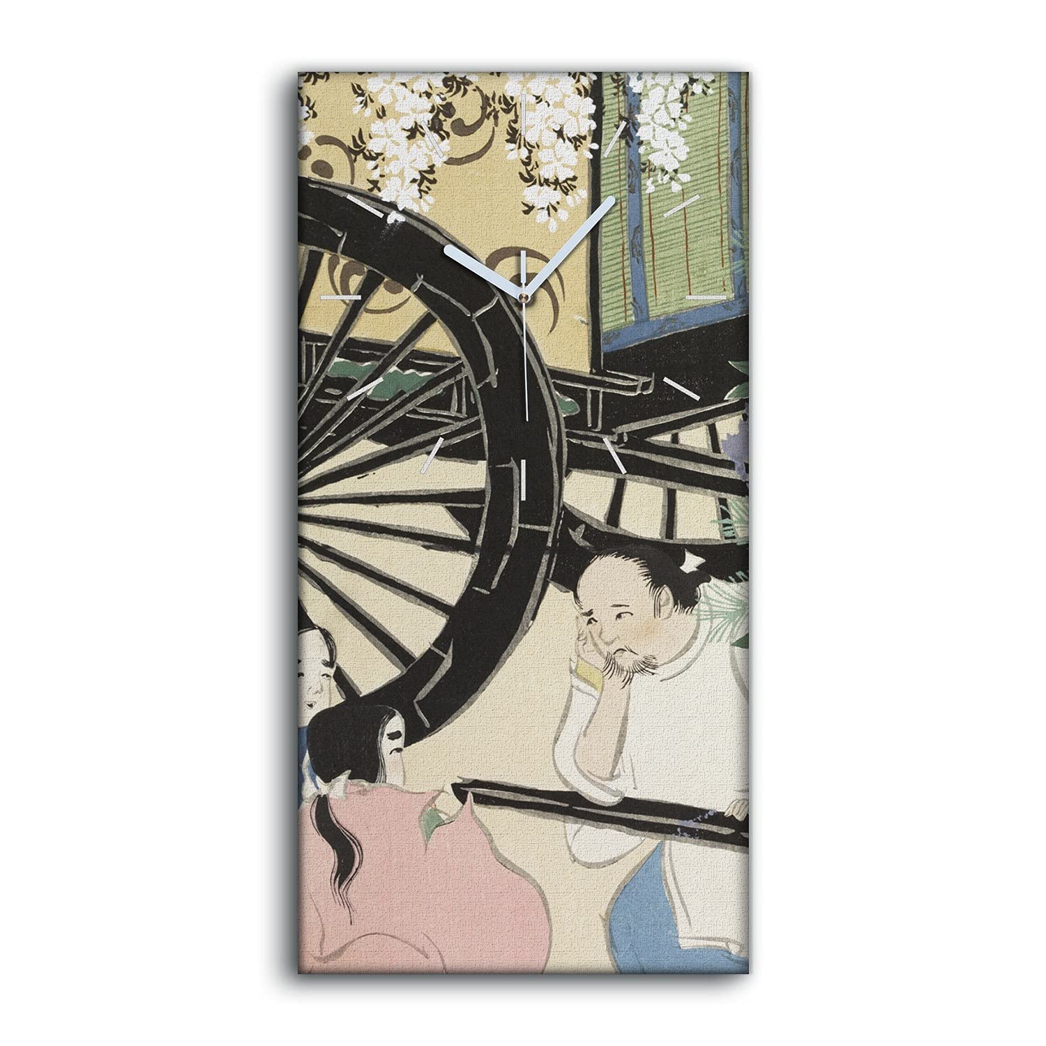 Horloge sur toile silencieuse chariot asiatique pour la décoration murale du salon