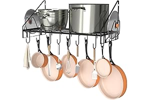 35 Inch Hanging Display Rack Wall Mounted Heavy Duty Pot and Pan Organizer Storage