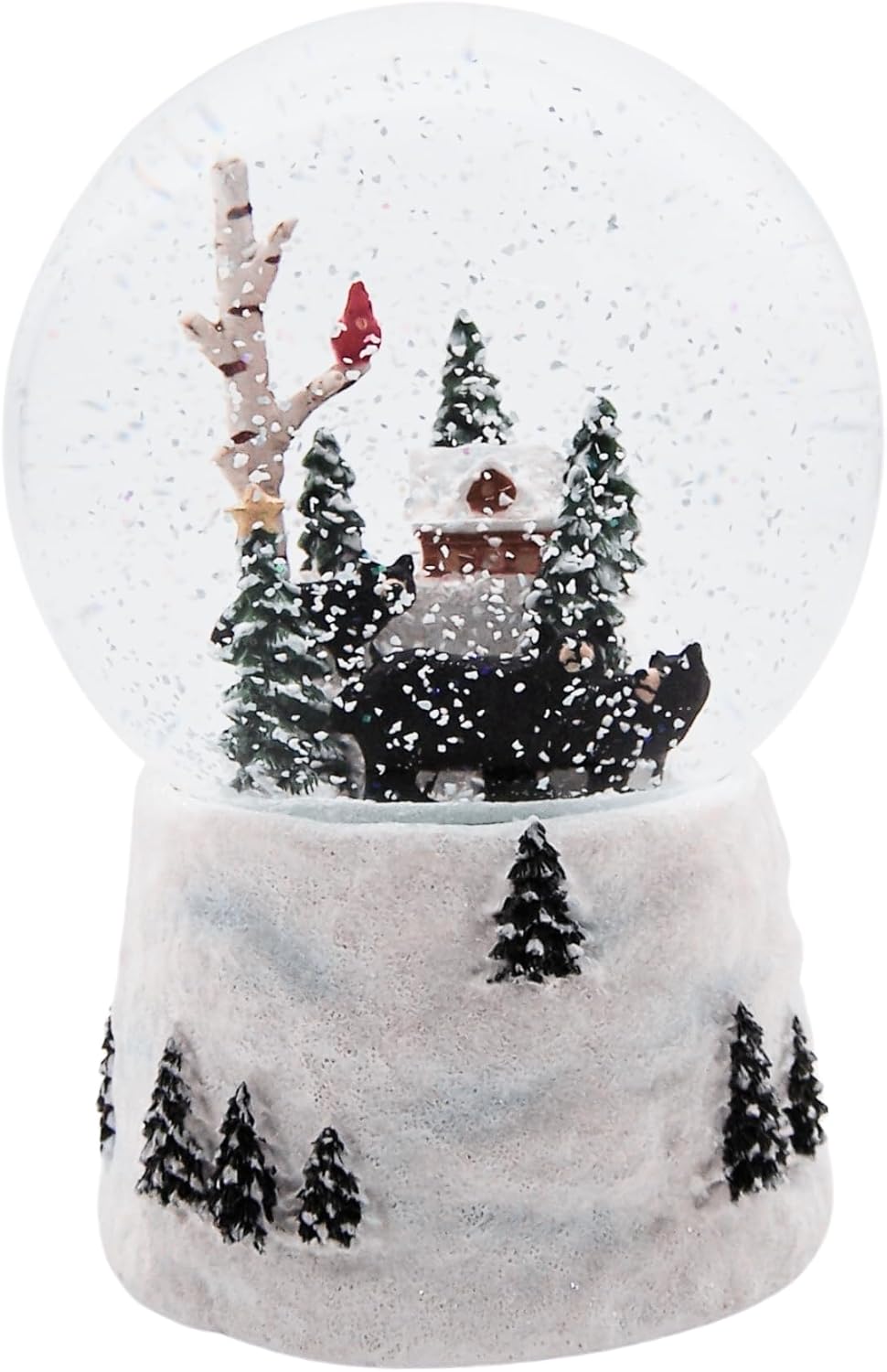 Swirling Snow Globe with a Cabin and a Black Bear Family, Freestanding Christmas Decoration, Festive Holiday Décor, 6.75 Inches - Image 4