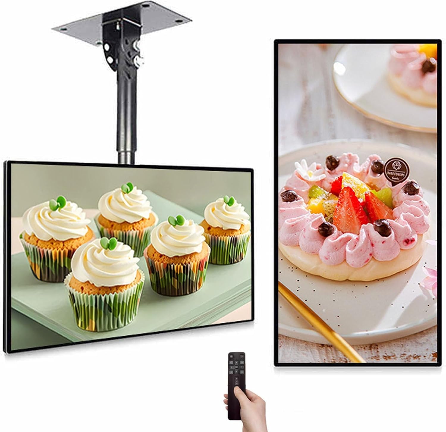 Digital Advertising Display Screen,Advertising Media Player,Digital Signage,Landscape/Portrait, LCD Monitor Advertising Screen for Restaurants, Cafes, Salons & Shops(23.6in)
