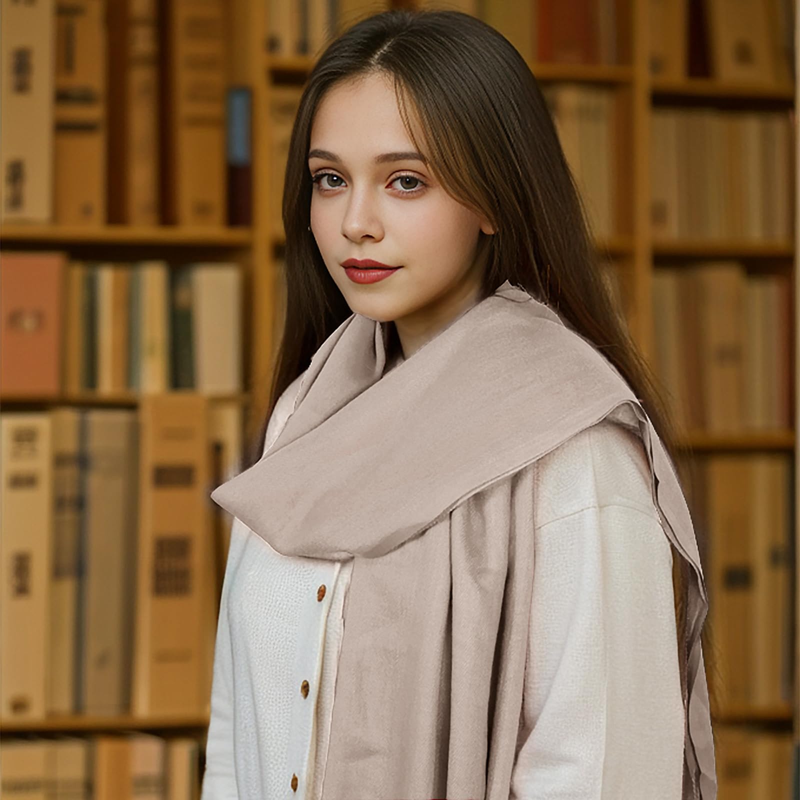Sumato Sciarpa da donna autunno inverno confezione da 2 – sciarpe leggere oversize con effetto cashmere – sciarpe lunghe e morbide in beige e rosso